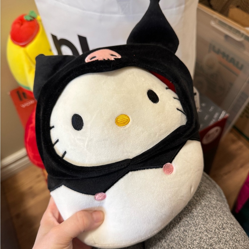 Hello Kitty Plush Toy with Black Hood